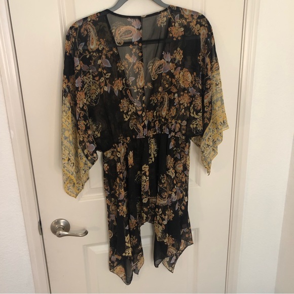 Free People Dream State Tunic Kimono Black Night Intimately small boho top - Picture 10 of 14